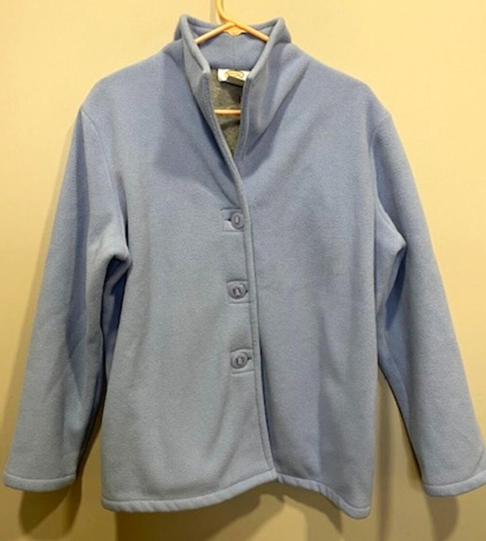 Talbots Fleece Powder Blue Shacket Button Up Everyday Casual Women's Sz 1X